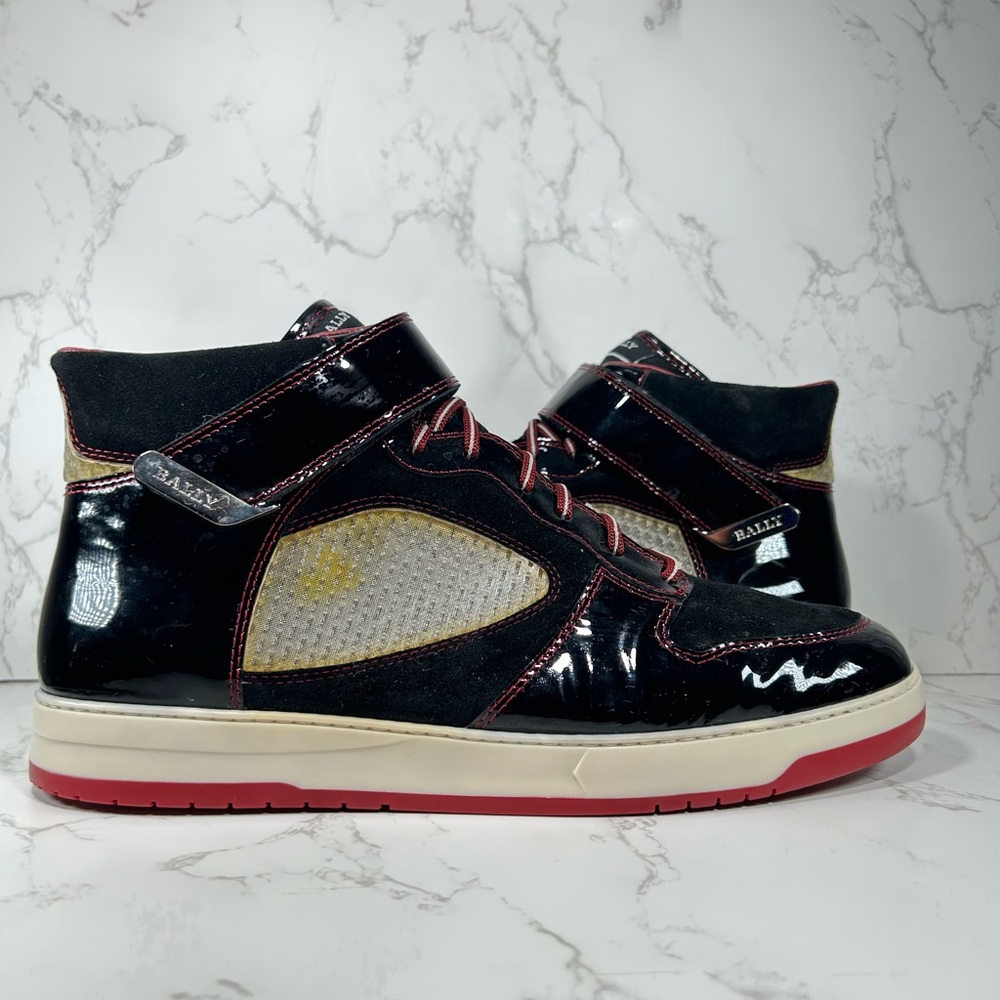 Bally, black patent leather and suede sneakers